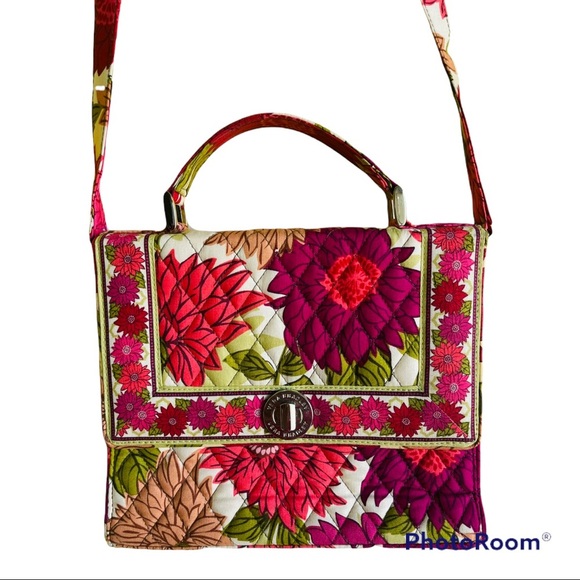 Vera Bradley Julia Hello Dahlia Floral Women’s Quilted Handbag Purse - Picture 1 of 12